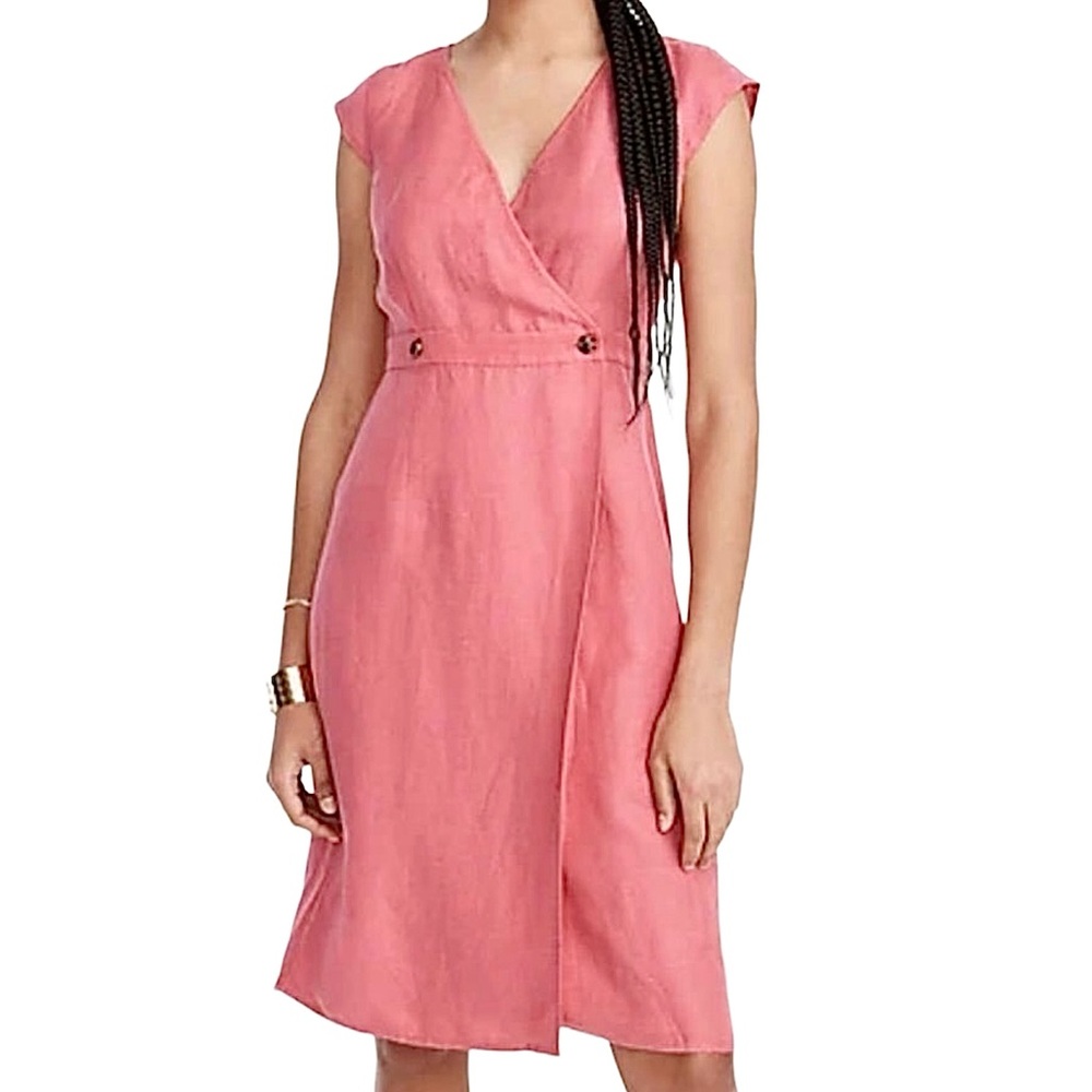 J. Crew Linen-cupro blend sheath dress in Pink Size 12 NWT